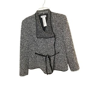 Gerard Darel Wool Jacket Womens Size 40 (M) Black White Belted Waist  Modern